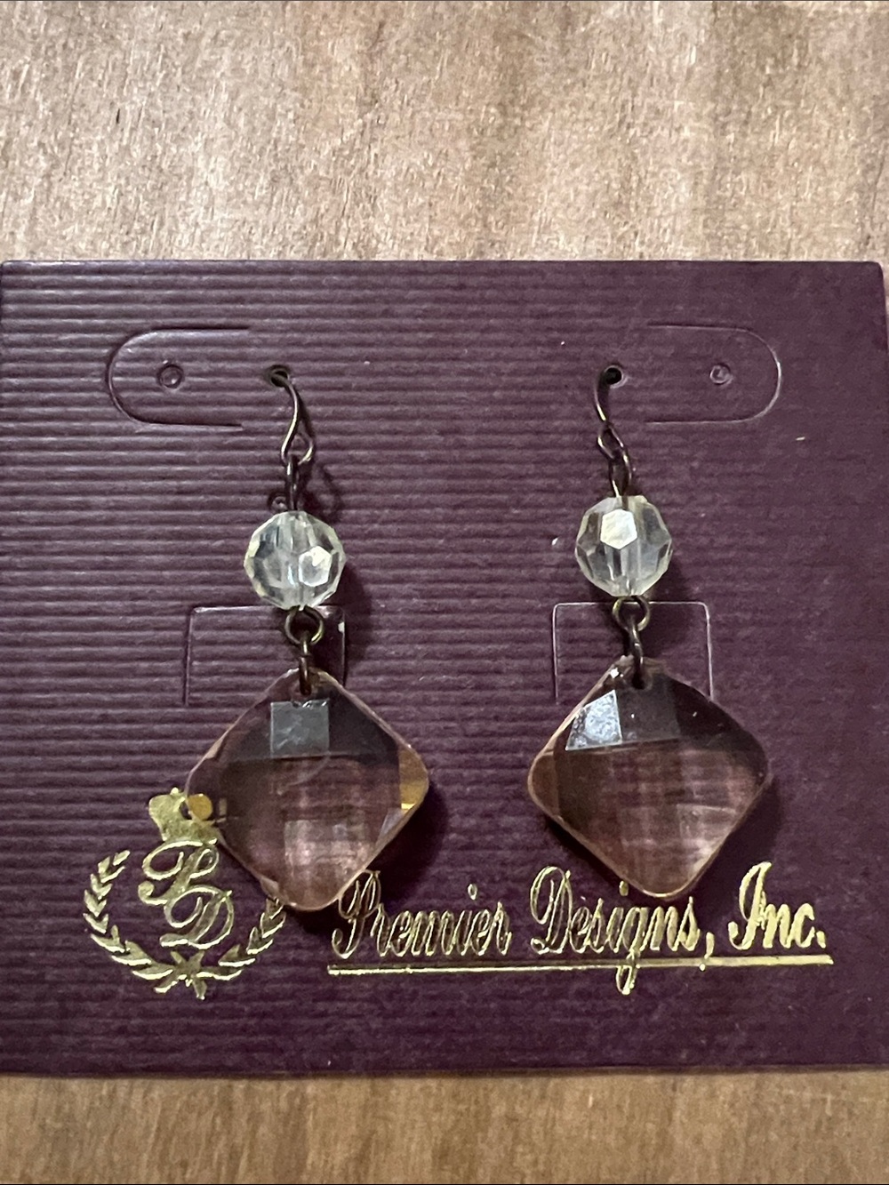 3/$18 Premier Designs Clear and Earth-tone Faceted Drop Earrings Lot 648